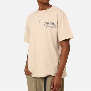 Students Men’s Tan Printed Graphics Cotton Tshirt(Size Small)